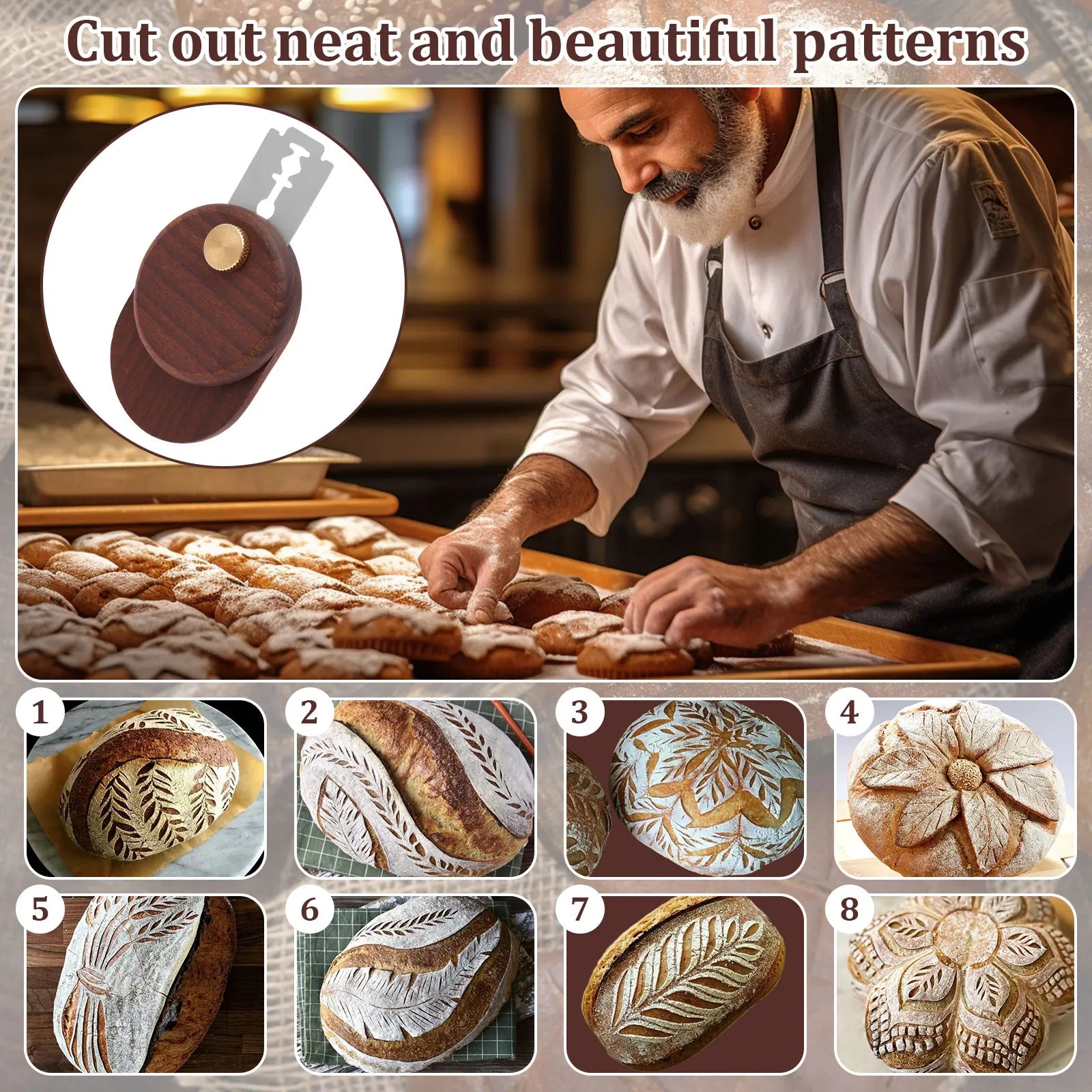 Dough Scoring Knife Stainless Steel Homemade Bread Lame Scoring Tool Foldable Sourdough Scorer with Replaceable Blade for Baking