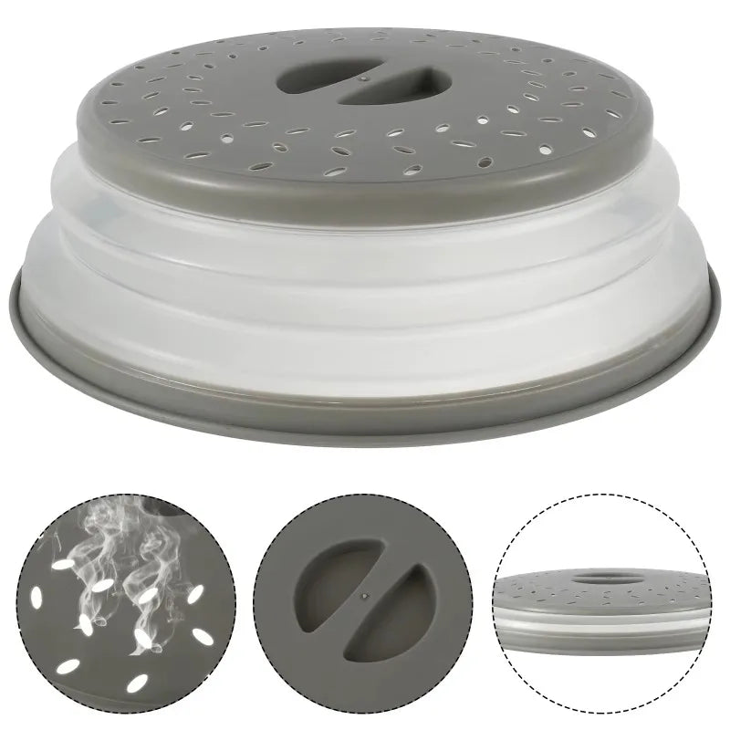 Microwave Splatter Cover Collapsible with Handle Multi Functional Microwave Plate Cover Free Dishwasher-Safe