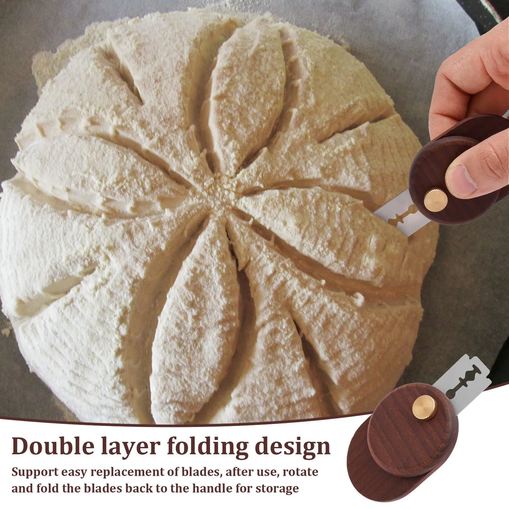 Dough Scoring Knife Stainless Steel Homemade Bread Lame Scoring Tool Foldable Sourdough Scorer with Replaceable Blade for Baking