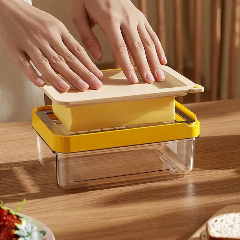 1PC Butter Cutter Storage Box Airtight Cheese Butter Keeper Container with Cutting Grid for Refrigerator Fresh Keeping