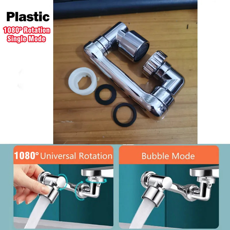 Dual Mode 1440° Rotation Faucet Aerator Splash Kitchen Tap Extend Water Nozzle Faucet 22/24mm Adaptor Faucet Bubbler Robotic Arm