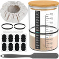 9Pcs Sourdough Starter Jar Kit 900ML Sourdough Starter Container Reusable Wide Mouth Glass Sourdough Fermentation Jar for Baking