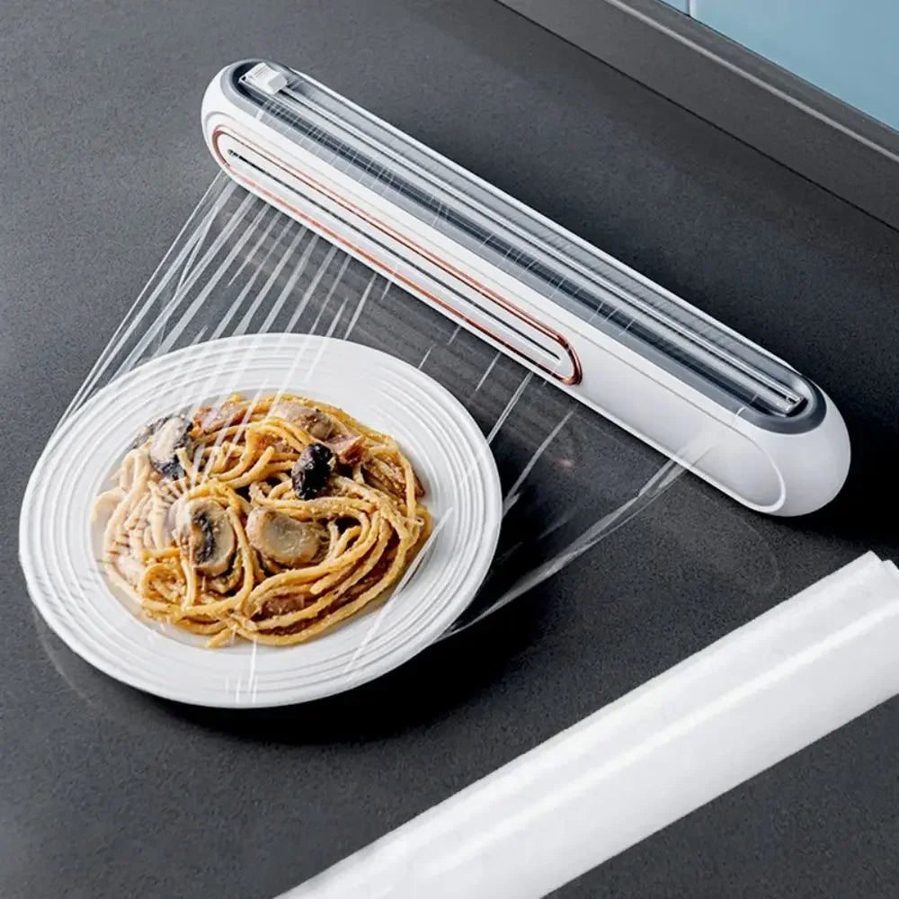 Magnetic Refillable Wrap & Foil Dispenser with Cutter - Kitchen Organizer for Plastic Wrap, Aluminum Foil, Parchment Paper