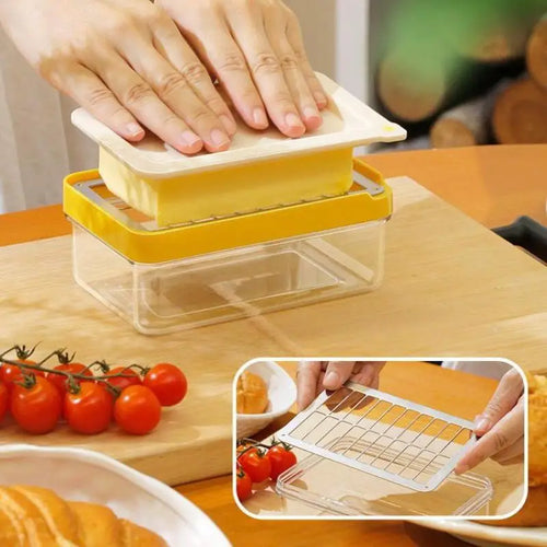 1PC Butter Cutter Storage Box Airtight Cheese Butter Keeper Container with Cutting Grid for Refrigerator Fresh Keeping