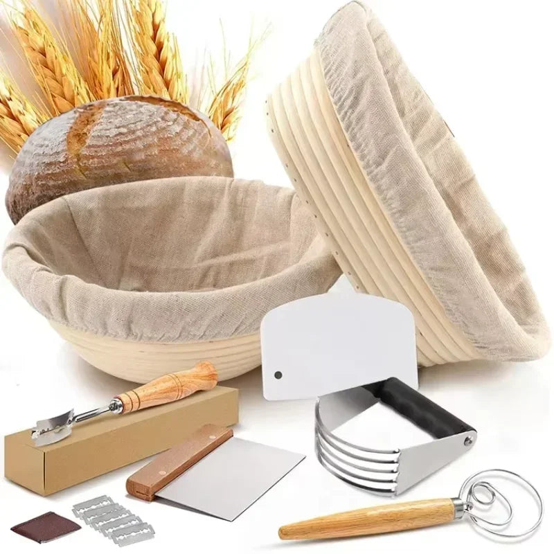 Baking Tools Full Set Dough Fermentation Bread Proofing Basket with Linen Insert Professional Home Baker Sourdough Rattan Basket