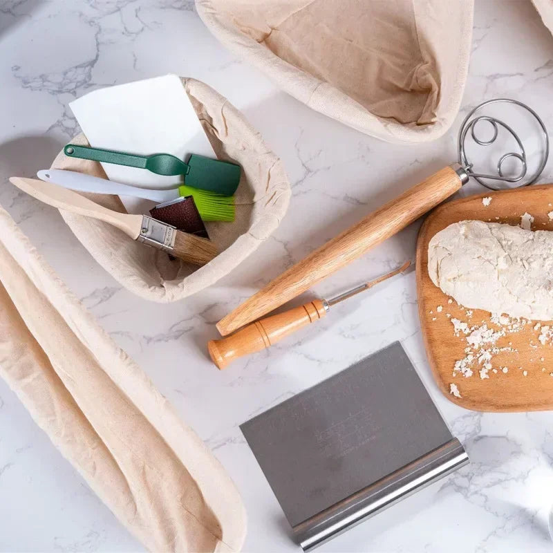 Baking Tools Full Set Dough Fermentation Bread Proofing Basket with Linen Insert Professional Home Baker Sourdough Rattan Basket