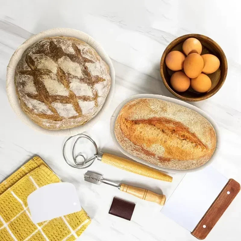Baking Tools Full Set Dough Fermentation Bread Proofing Basket with Linen Insert Professional Home Baker Sourdough Rattan Basket