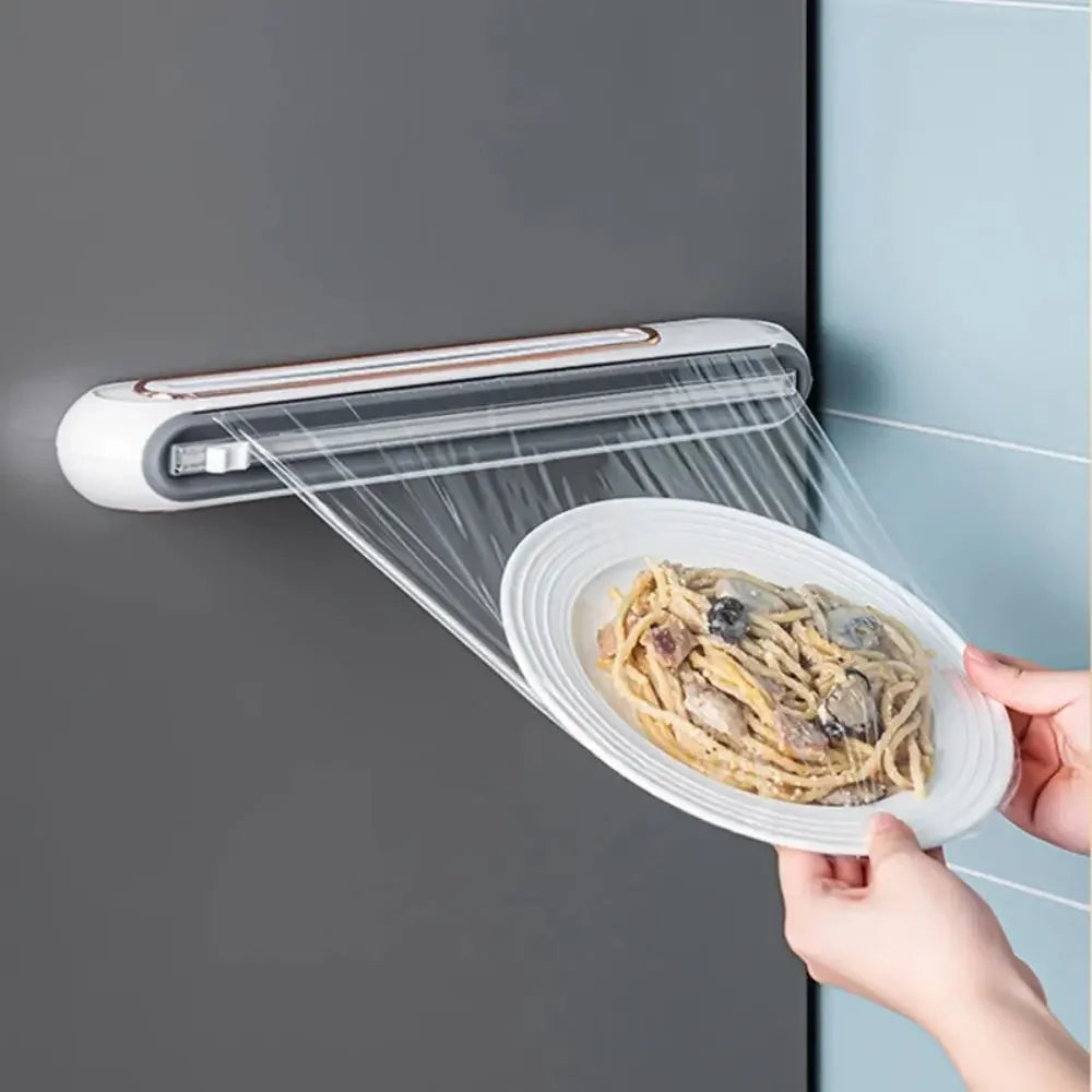 Magnetic Refillable Wrap & Foil Dispenser with Cutter - Kitchen Organizer for Plastic Wrap, Aluminum Foil, Parchment Paper