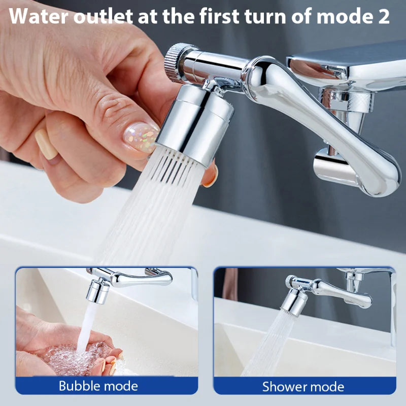 Dual Mode 1440° Rotation Faucet Aerator Splash Kitchen Tap Extend Water Nozzle Faucet 22/24mm Adaptor Faucet Bubbler Robotic Arm