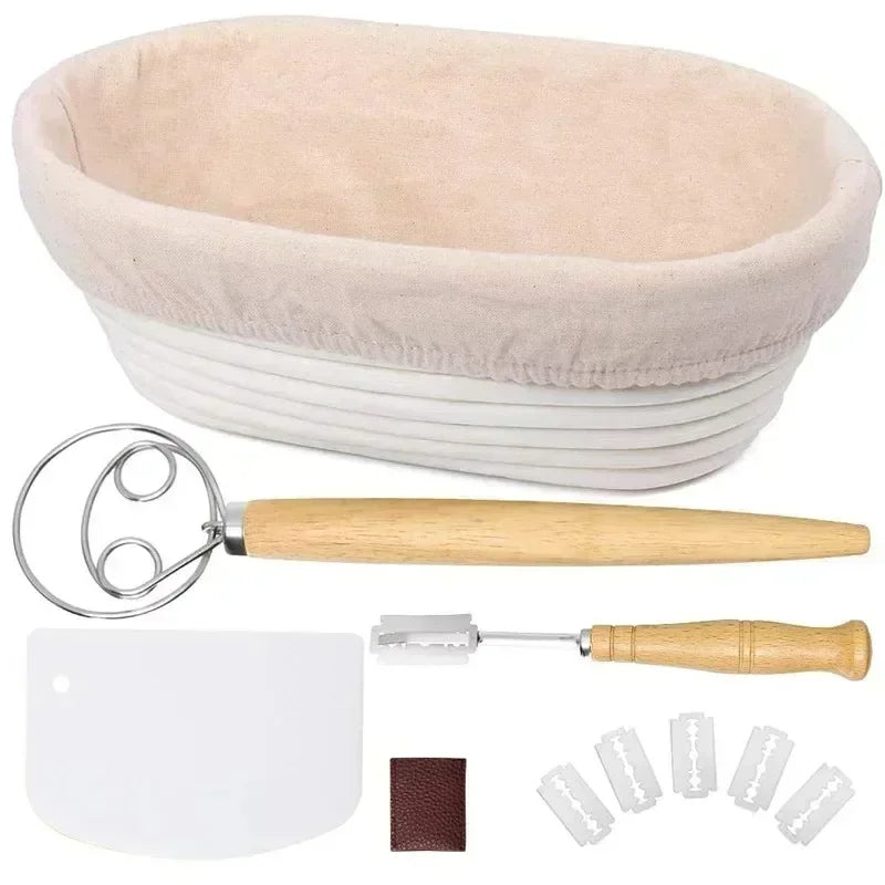 Baking Tools Full Set Dough Fermentation Bread Proofing Basket with Linen Insert Professional Home Baker Sourdough Rattan Basket